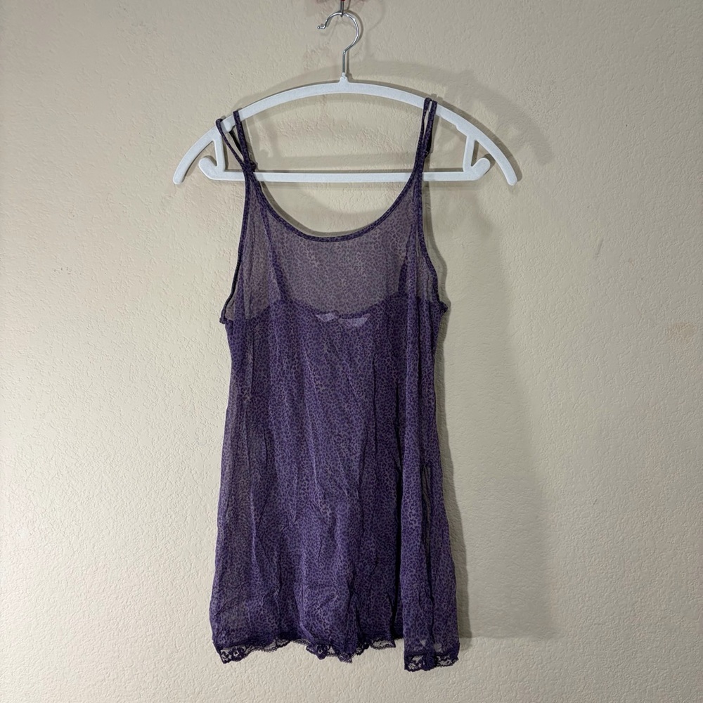 Victoria's Secret Womens Babydoll Sheer Purple Animal Print Sz S Honeymoon Vacay